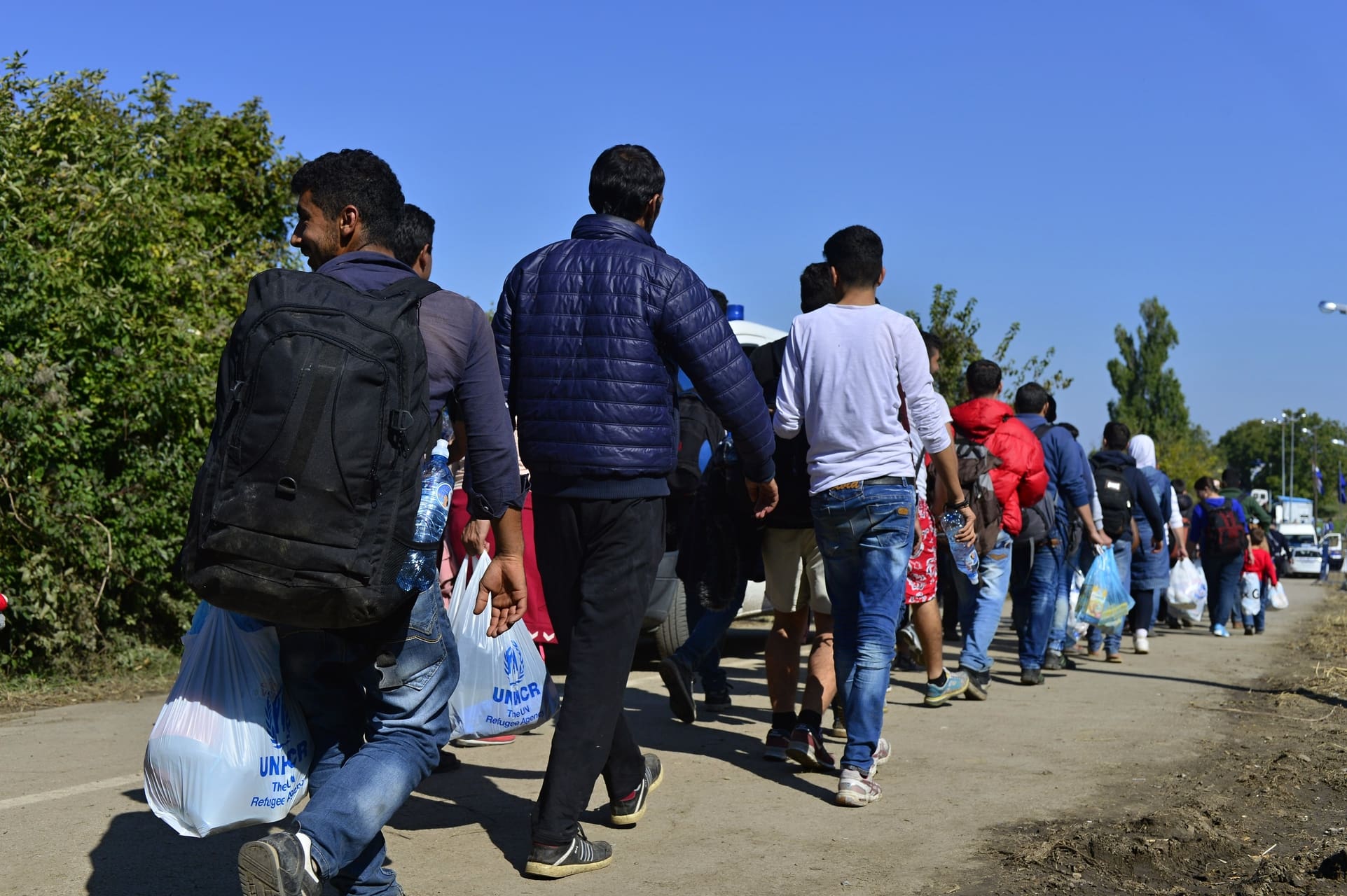 October 4, 2015; Bapska in Serbia. Photo of refugees leaving Serbia. They came to Bapska by buses and then they leaving Serbia and go to Croatia and then to Germany. Now they are waiting for entering EU in Croatia. October 4, 2015; Bapska in Serbia.